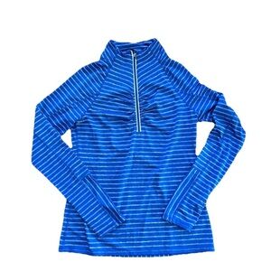 90 Degree Blue Striped Mock Neck 1/4 Zip Activewear Top Women's Size Medium